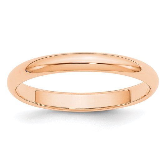 10k Rose Gold 3mm Half Round Wedding Band Ring