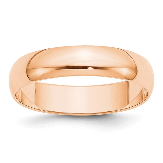 10K Rose Gold 5mm Lightweight Half Round Wedding Band Size 8.5
