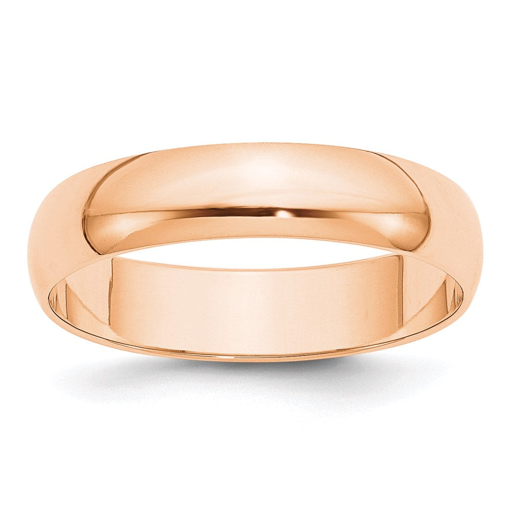 10K Rose Gold 5mm Lightweight Half Round Wedding Band Size 12.5