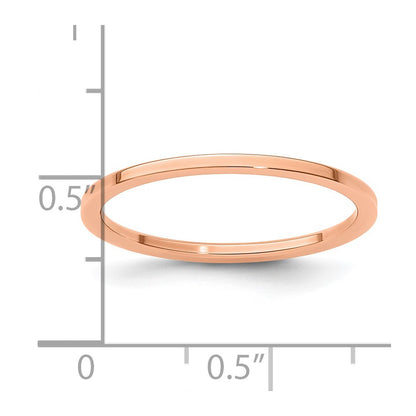 10K Rose Gold 10K 1.2mm Flat Polished Stackable Band Size 9.5