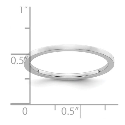10K White Gold 10K 1.2mm Flat Polished Stackable Band Size 6.5
