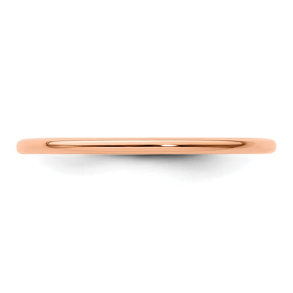 10K Rose Gold 10K 1.2mm Half Round Polished Stackable Band Size 11