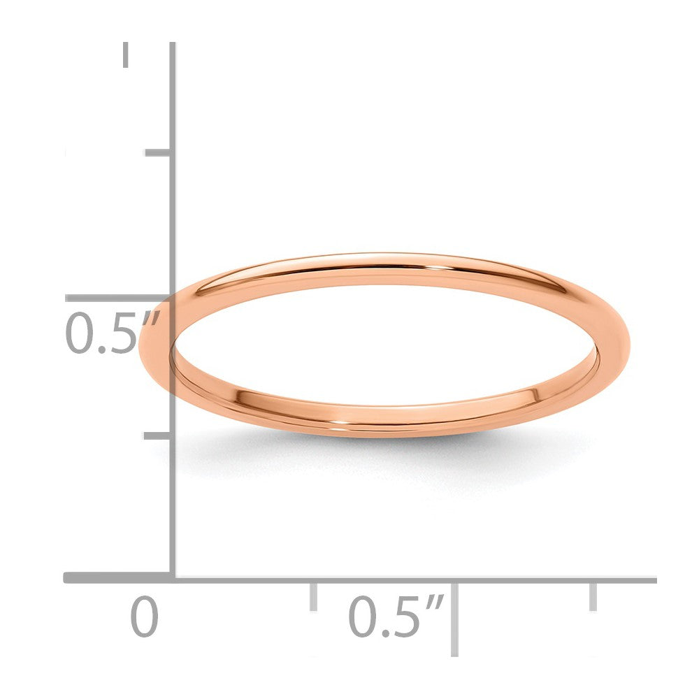 10K Rose Gold 10K 1.2mm Half Round Polished Stackable Band Size 11