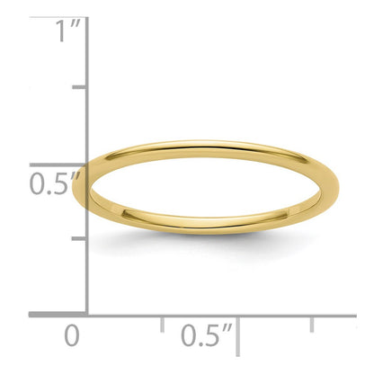 10K Yellow Gold 10K 1.2mm Half Round Polished Stackable Band Size 6.5