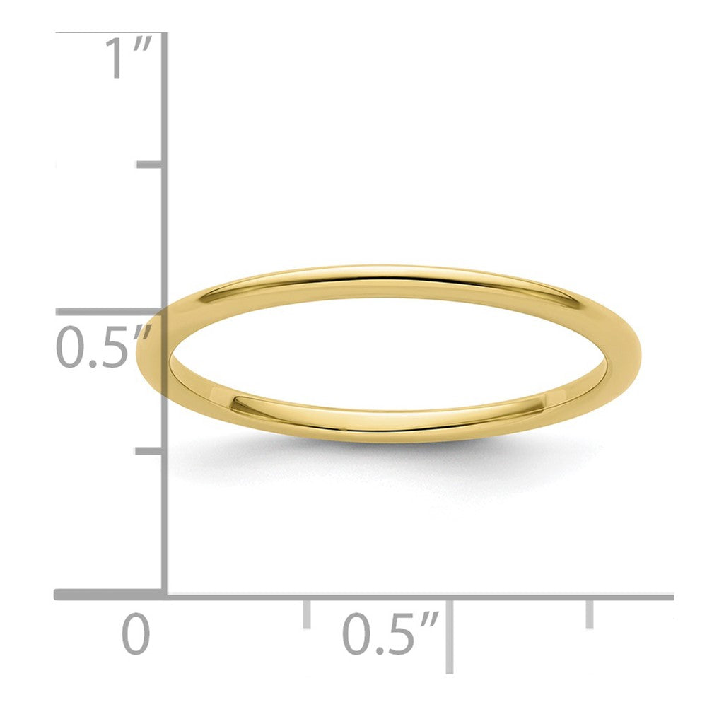 10K Yellow Gold 10K 1.2mm Half Round Polished Stackable Band Size 6