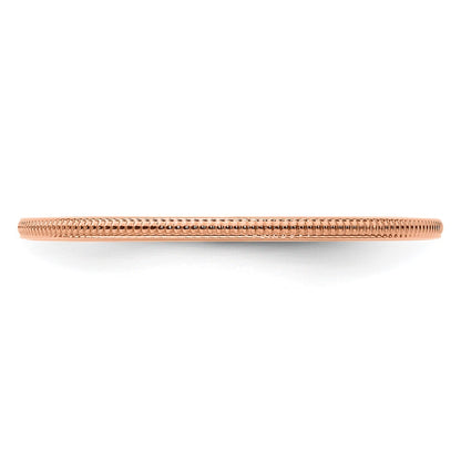 10K Rose Gold 10K 1.2mm Milgrain Stackable Band Size 9.5
