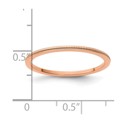10K Rose Gold 10K 1.2mm Milgrain Stackable Band Size 4.5