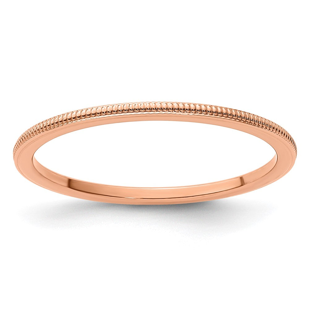 10K Rose Gold 10K 1.2mm Milgrain Stackable Band Size 4.5