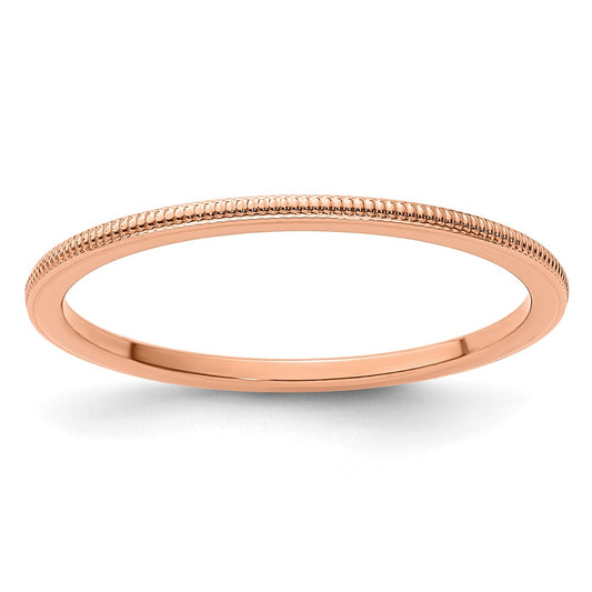 10K Rose Gold 10K 1.2mm Milgrain Stackable Band Size 4.5
