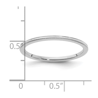 10K White Gold 10K 1.2mm Milgrain Stackable Band Size 8