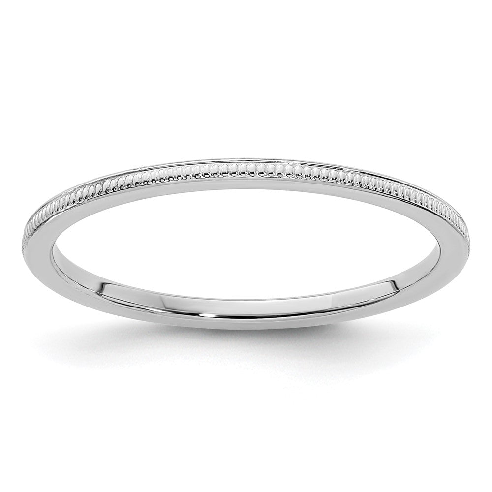 10K White Gold 10K 1.2mm Milgrain Stackable Band Size 8