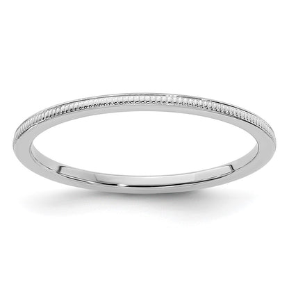 10K White Gold 10K 1.2mm Milgrain Stackable Band Size 8