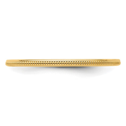 10K Yellow Gold 10K 1.2mm Milgrain Stackable Band Size 5.5