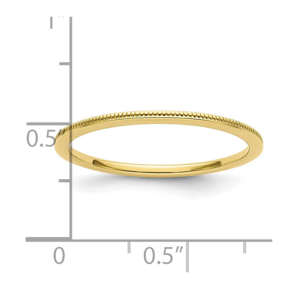 10K Yellow Gold 10K 1.2mm Milgrain Stackable Band Size 5.5