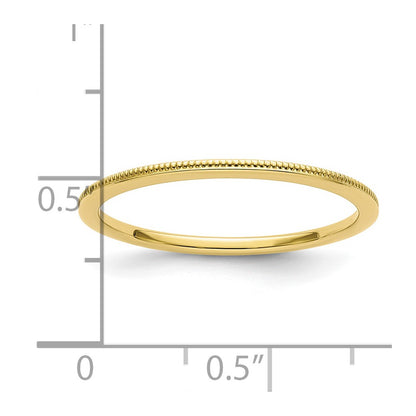 10K Yellow Gold 10K 1.2mm Milgrain Stackable Band Size 6