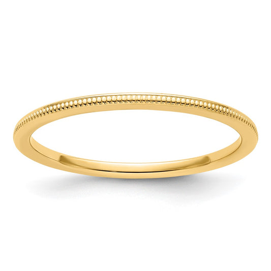 10K Yellow Gold 10K 1.2mm Milgrain Stackable Band Size 6