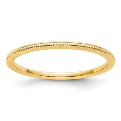10K Yellow Gold 10K 1.2mm Milgrain Stackable Band Size 5.5