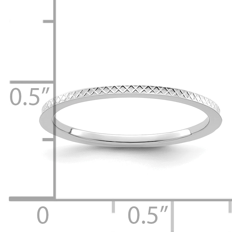 10K White Gold 10K 1.2mm Criss-Cross Pattern Stackable Band Size 5