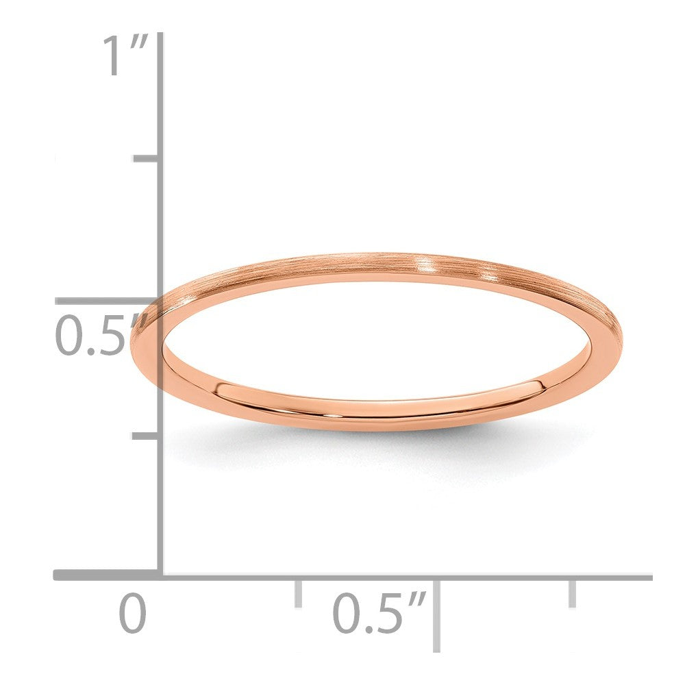 10K Rose Gold 10K 1.2mm Half Round Satin Stackable Band Size 10