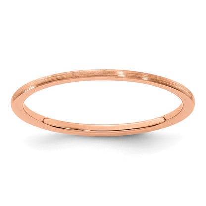10K Rose Gold 10K 1.2mm Half Round Satin Stackable Band Size 10