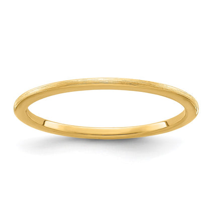 10K Yellow Gold 10K 1.2mm Half Round Satin Stackable Band Size 7