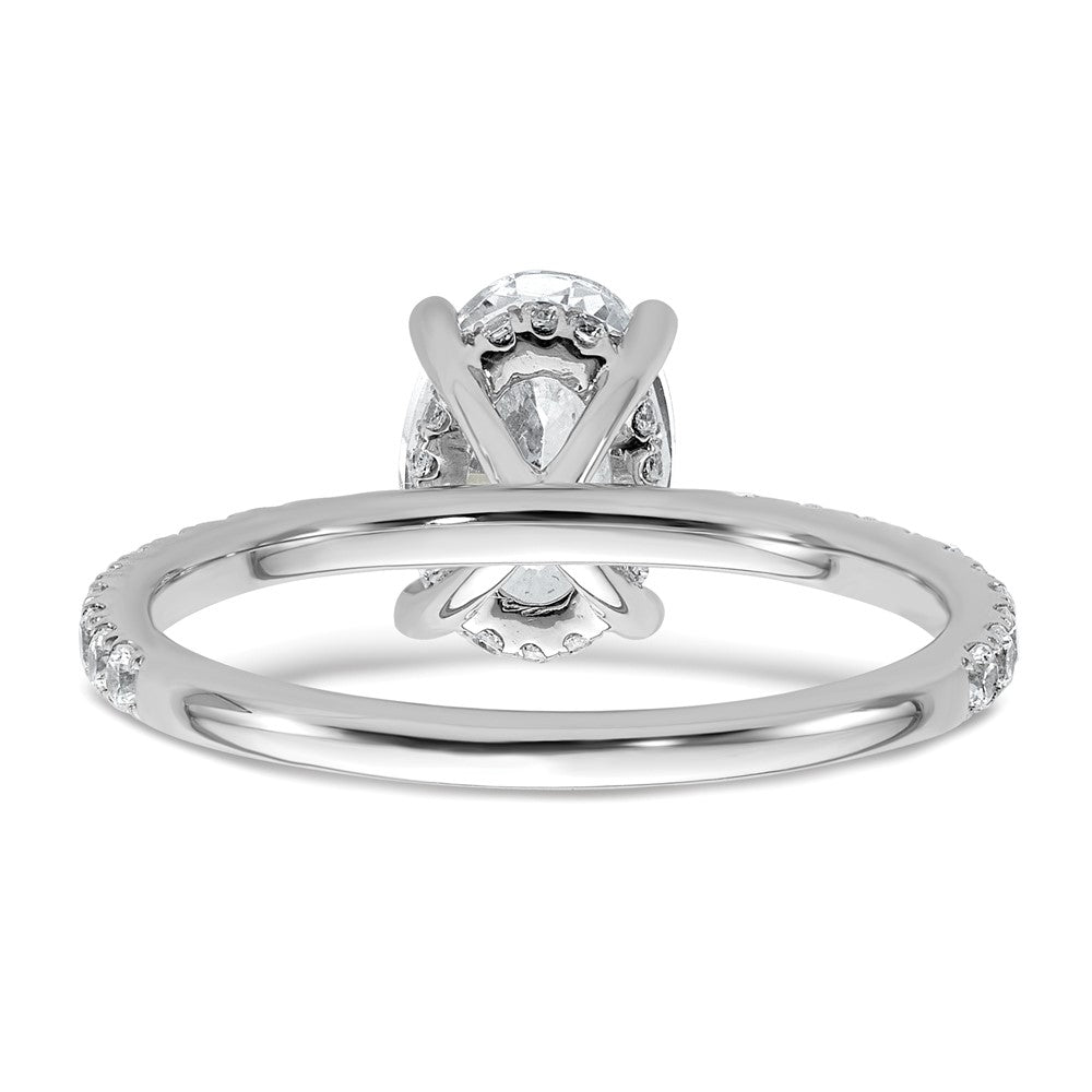 14K White Gold 1 7/8 carat Certified Lab Grown Diamond VS/SI+ G+ Oval Complete Solitaire with Flair Engagement Ring