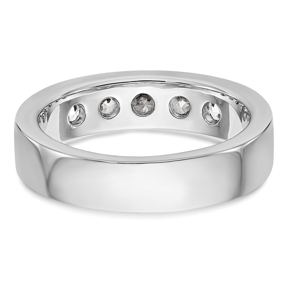 True Origin 14K White Gold Men's 1 carat Lab Grown Diamond VS/SI  D E F  5 Stone Channel Wedding Band Ring