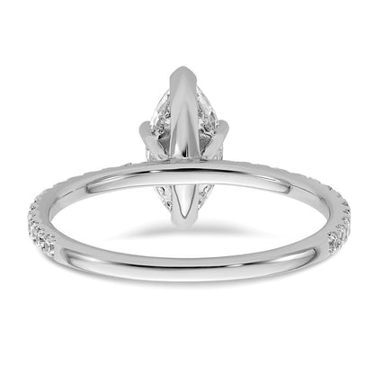 14K White Gold 1 3/8 carat Certified Lab Grown Diamond VS+ F+ Marquise Complete Solitaire with Flair Engagement Ring