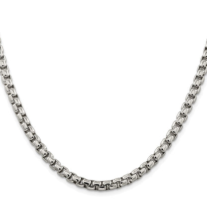 Sterling Silver Rhodium-plated 5.2mm Round Box 20 Inch Chain