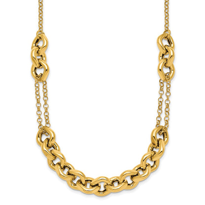 14K Yellow Gold Polished Fancy Multi Link Chain 18 Inch Necklace