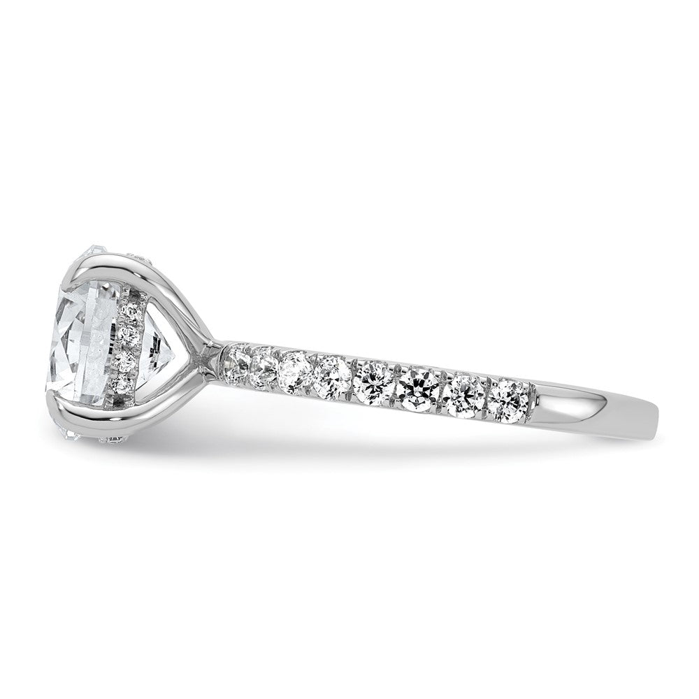 14K White Gold 3 1/2 carat Certified Lab Grown Diamond VS/SI+ G+ Round Complete Solitaire with Flair Engagement Ring