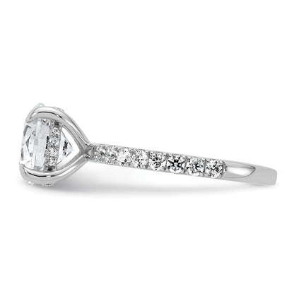 14K White Gold 3 1/2 carat Certified Lab Grown Diamond VS/SI+ G+ Round Complete Solitaire with Flair Engagement Ring