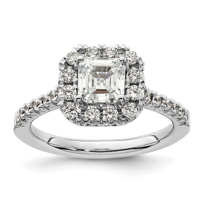 14K White Gold Halo (Holds 1 carat (5.5mm) Asscher-cut Center) 1/2 carat Diamond Semi-mount Engagement Ring