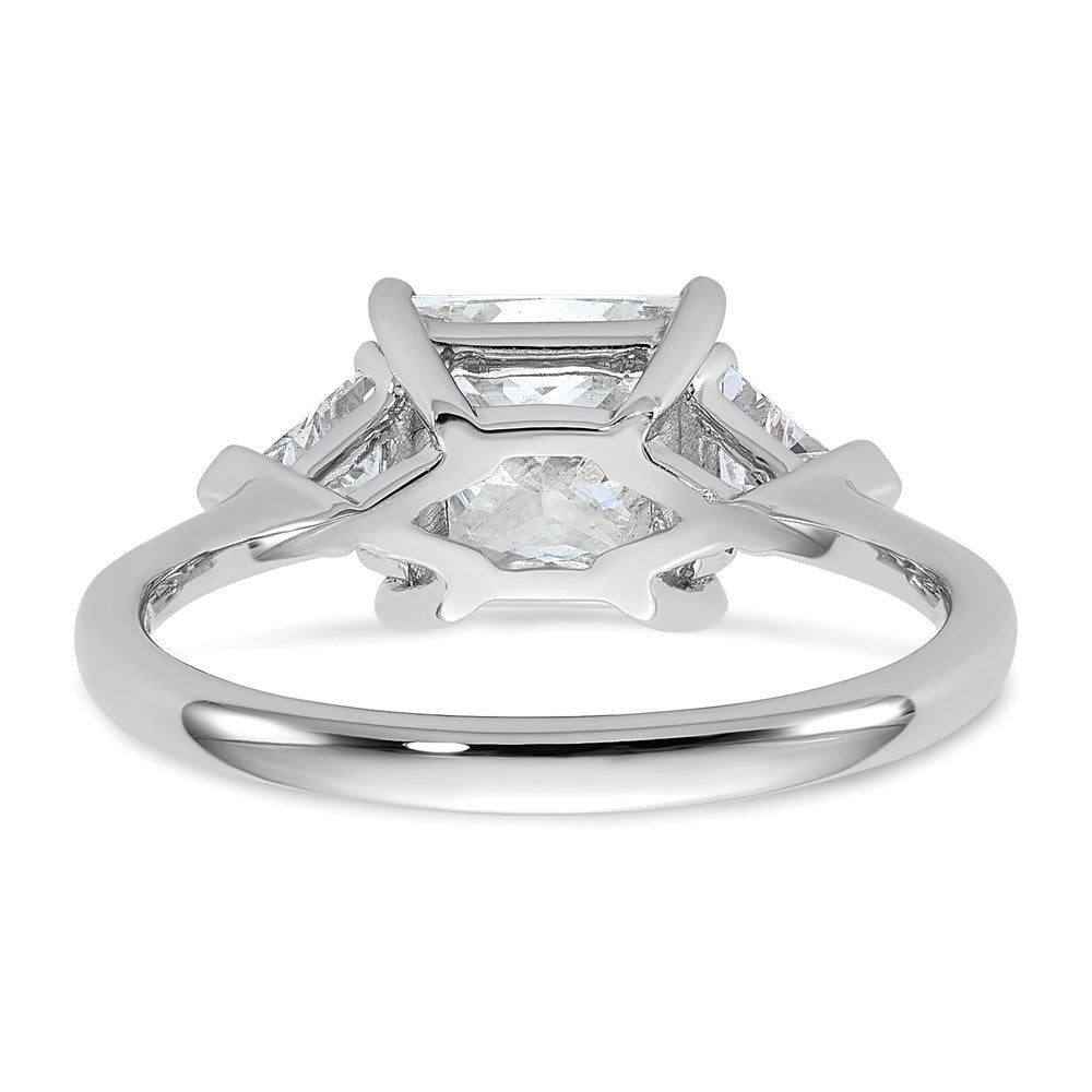 14K White Gold 2 1/2 carat Certified Lab Grown Diamond VS/SI+ G+ Princess and Trillion Complete Three Stone Engagement Ring