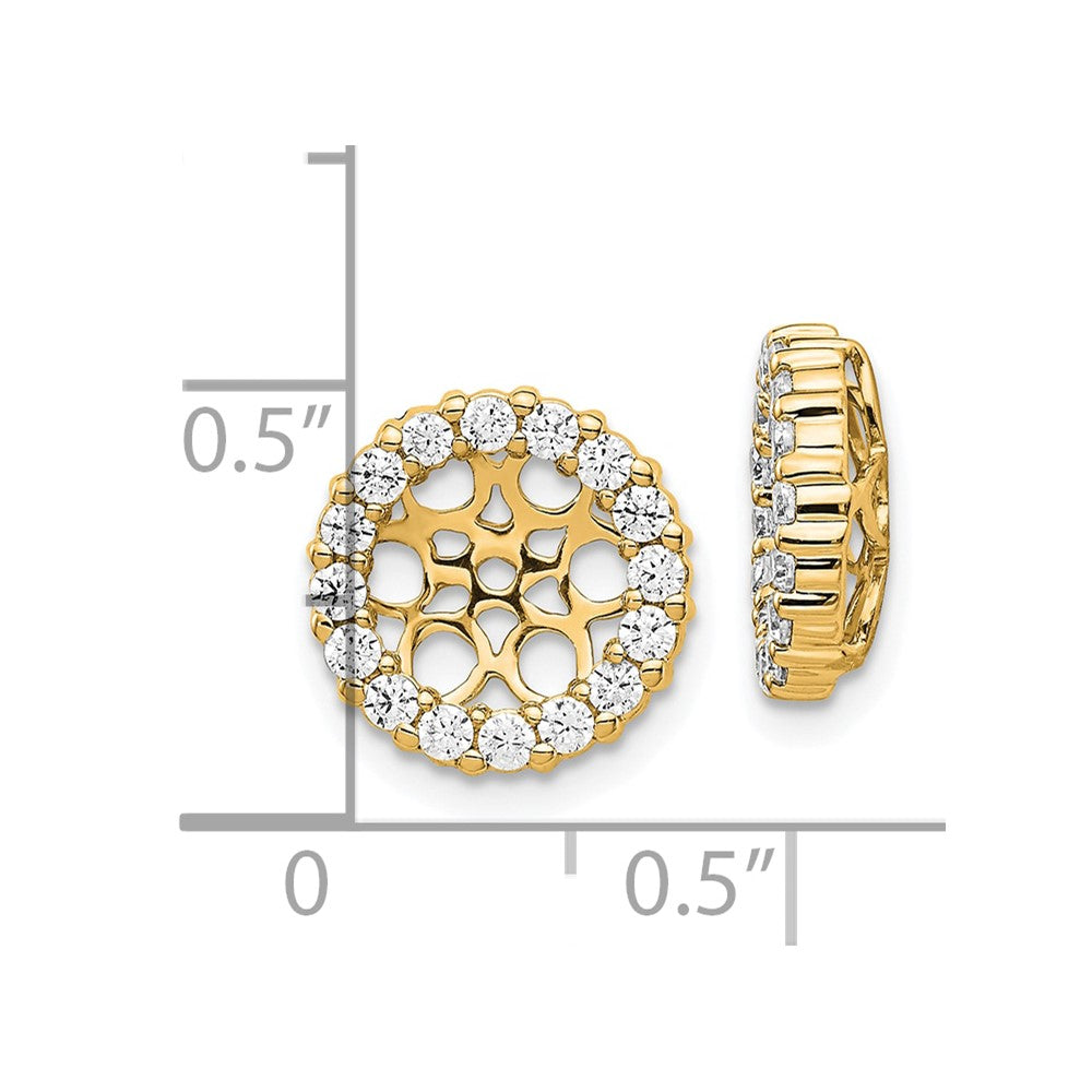 14K Yellow Gold 3/4 carat Diamond Circle Earring Jackets