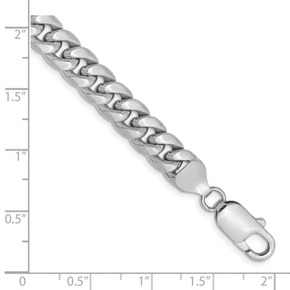 14K White Gold 7.3mm Semi-Solid Miami Cuban 7 Inch Chain