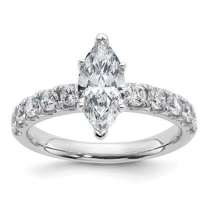 14K White Gold Certified 1 3/4 carat Lab Grown Diamond VS+ F+ Marquise Complete Engagement Ring