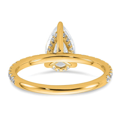 14K Yellow Gold 2 carat Certified Lab Grown Diamond VS/SI+ G+ Pear Complete Solitaire with Flair Engagement Ring