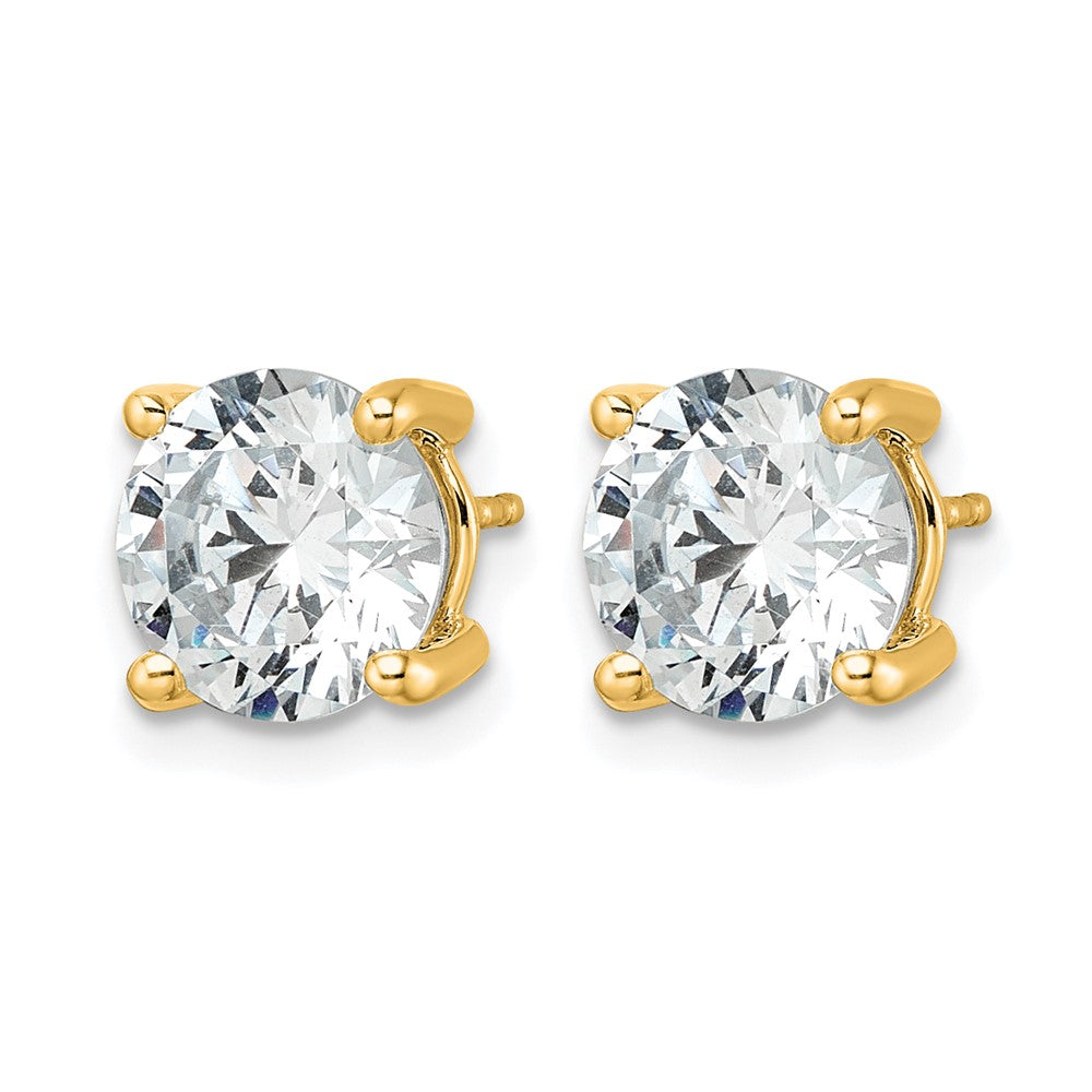 14K Yellow Gold 5 carat Certified Lab Grown Diamond VS+ F+ Round Complete Four Prong Lightweight Stud Earrings