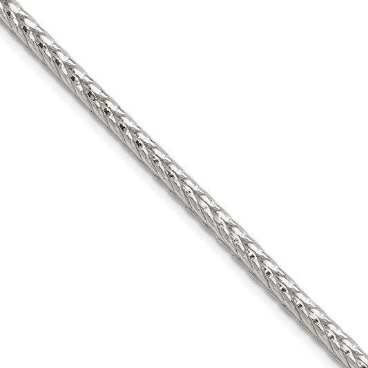 Sterling Silver 3.8mm Diamond-cut Round Franco 26 Inch Chain