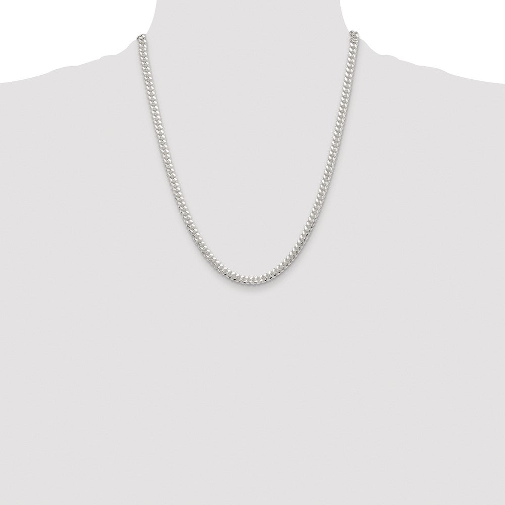 Sterling Silver Rhodium-plated Polished 5.7mm Domed Curb 22 Inch Chain