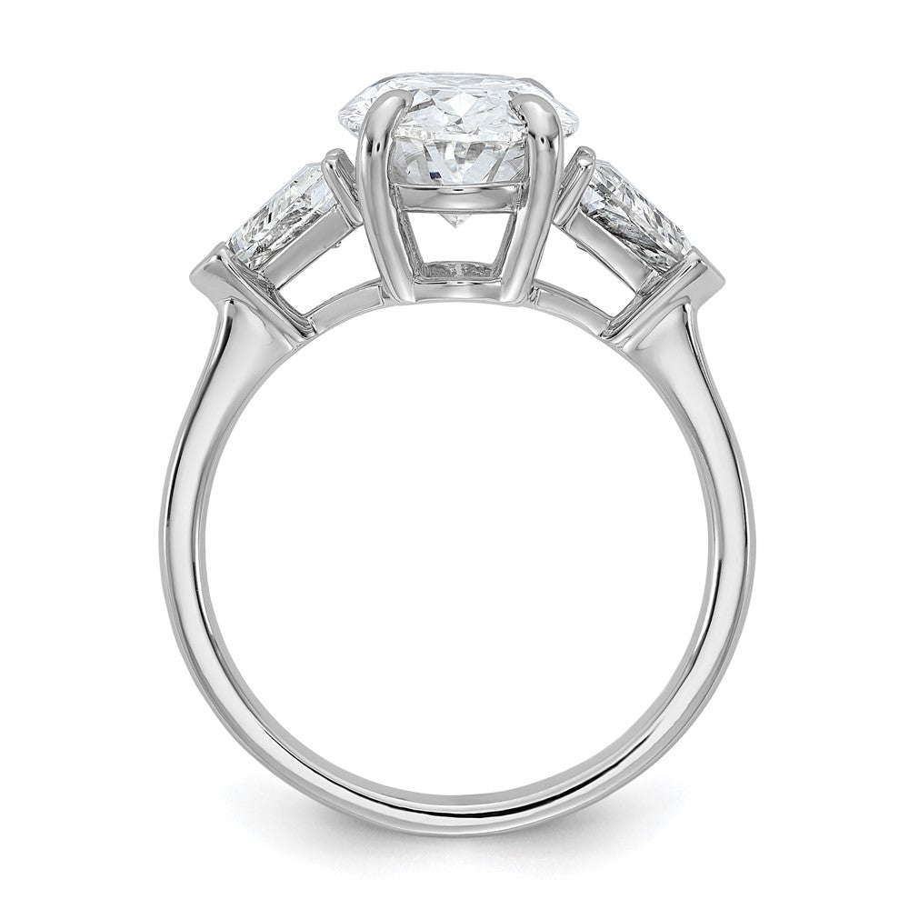 14K White Gold 4 1/8 carat Certified Lab Grown Diamond VS/SI+ G+ Complete Oval and Trillion Three Stone Engagement Ring