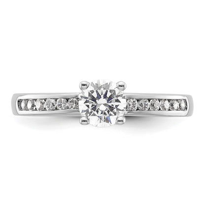 14K White Gold 3/4 carat Lab Grown Diamond VS/SI+ G+ Round Complete Channel Set Shared Prong Engagement Ring