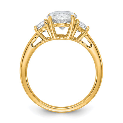 14K Yellow Gold 3 1/8 carat Certified Lab Grown Diamond VS/SI+ G+ Complete Oval and Half Moon Three Stone Engagement Ring