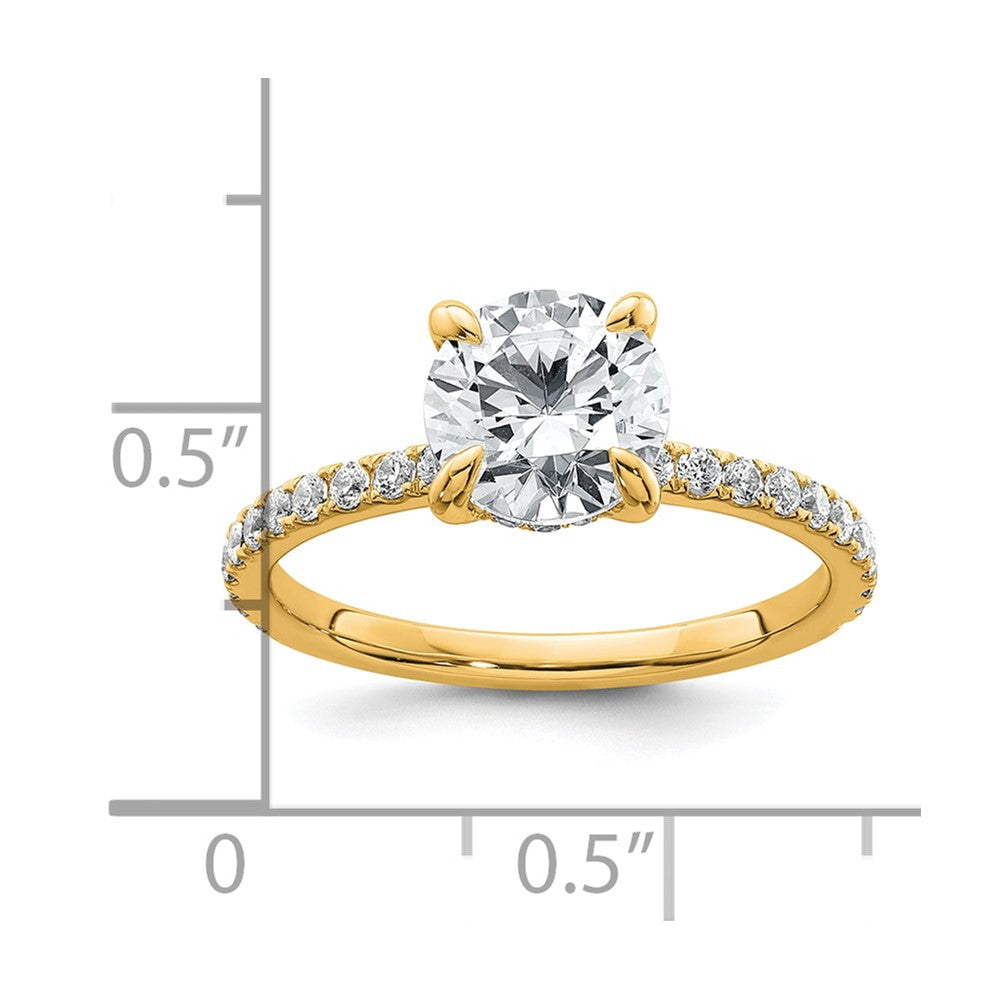 14K Yellow Gold 2 carat Certified Lab Grown Diamond VS/SI+ G+ Round Complete Solitaire with Flair Engagement Ring