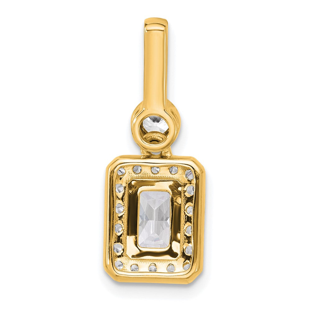 14K Yellow Gold 2 carat Certified Lab Grown Diamond VS+ F+ Radiant Complete Halo Pendant