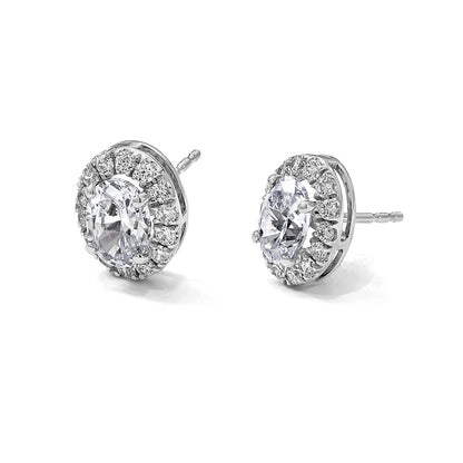 14w 2 1/2ct Certified Lab Grown Diamond VS/SI+ G+ Complete Oval Halo Earrings