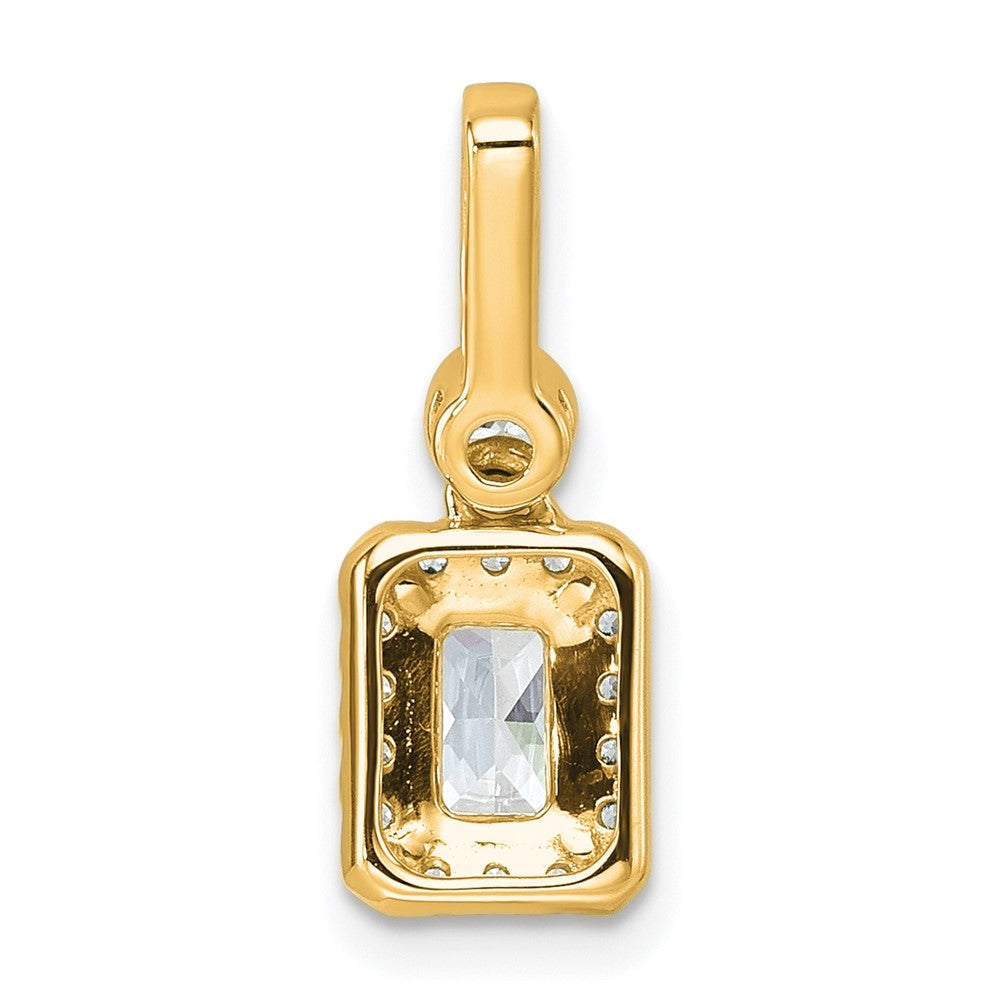 14K Yellow Gold 1 carat Lab Grown Diamond VS+ F+ Radiant Complete Halo Pendant