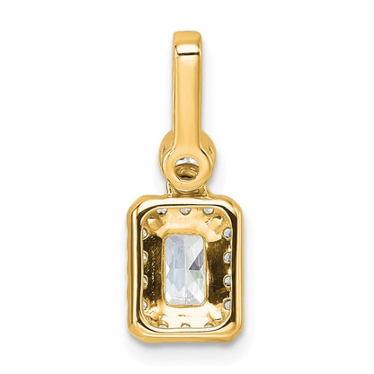14K Yellow Gold 1 carat Lab Grown Diamond VS+ F+ Radiant Complete Halo Pendant