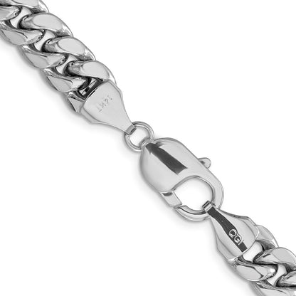 14K White Gold 9.3mm Semi-Solid Miami Cuban 24 Inch Chain